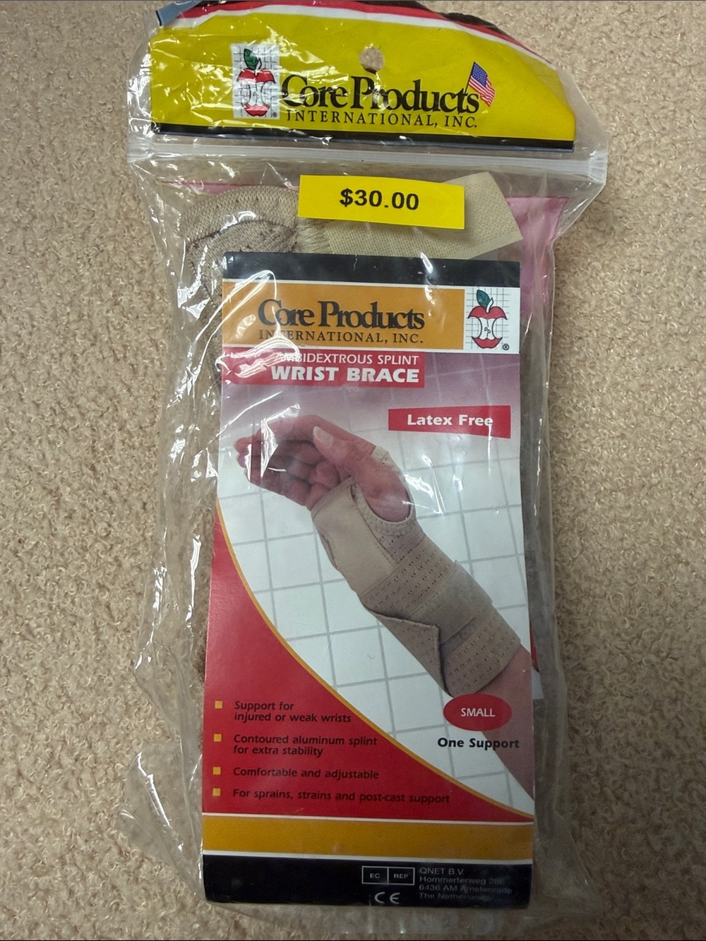 Core Products Ambidextrous Splint Wrist Brace - Beige- small